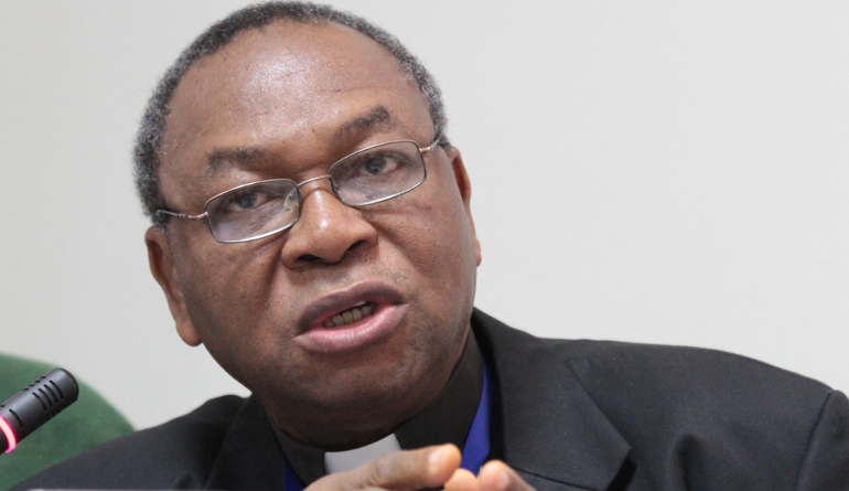 Abuja, Nigeria, Archbishop John Onaiyekan speaks at the Catholic Theological Ethics in the World Church gathering in Nairobi Aug. 22. (Photo courtesy of Jesuit Fr. Yiu Sing Lucas Chan)