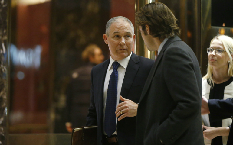 Oklahoma Attorney General Scott Pruitt departs after a meeting with President-elect Donald Trump at Trump Tower in New York City on Nov. 28, 2016. (REUTERS/Lucas Jackson)