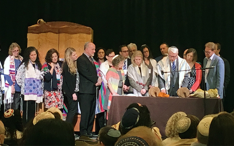 A Torah scroll is read during the annual convention of the Central Conference of American Rabbis in Atlanta on March 20, 2017. (CCAR)