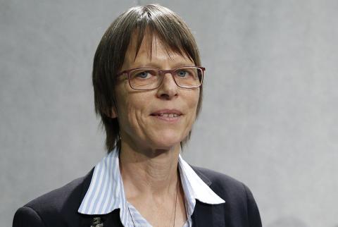 Medical Mission Sr. Birgit Weiler attends a news conference Oct. 11, 2019, after a session of the Synod of Bishops for the Amazon at the Vatican. (CNS/Paul Haring)