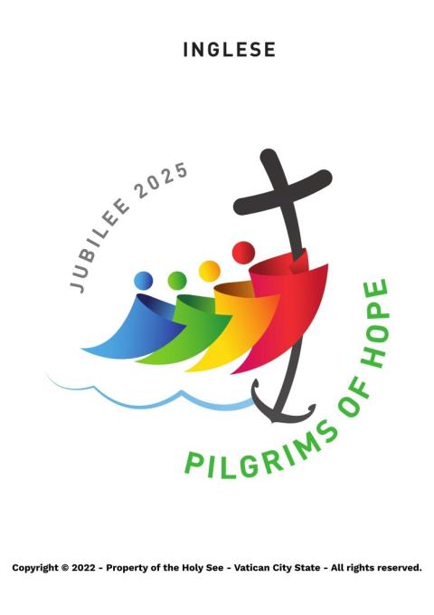 This is the logo chosen by the Vatican for the Holy Year 2025. Pope Francis has chosen the theme, "Pilgrims of Hope," for the jubilee year, which is marked by pilgrimages, prayer, repentance and acts of mercy. (CNS photo/Vatican Media)