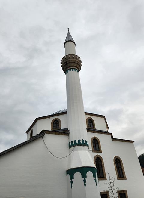 The reconstructed Esme Sultanija Mosque is pictured. The original structure was fully destroyed in 1992 during the Bosnian war and its painstaking reconstruction was not fully completed until 2023. (GSR/Chris Herlinger)