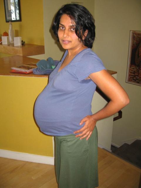 Rupa Basu poses for a photo while pregnant with her second child in June 2007. (Grist/Courtesy of Rupa Basu)
