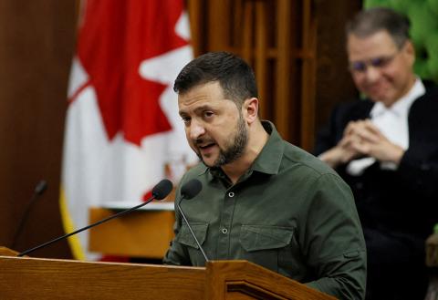 Ukrainian President Volodymyr Zelenskyy addresses the Canadian House of Commons on Parliament Hill, Sept. 22, 2023, in Ottawa, Ontario. (OSV News/Blair Gable, pool via Reuters)