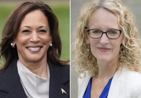 Side by side headshots of Kamala Harris and Jennifer Butler. 