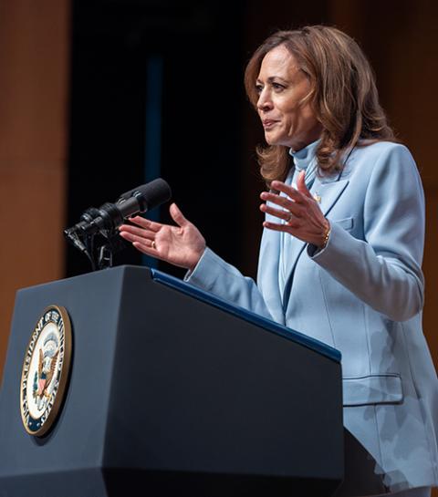 Vice President Kamala Harris speaks at the Congressional Hispanic Caucus Institute's 47th annual Leadership Conference Sept. 18, 2024, in Washington, D.C. (Official White House Photo/Lawrence Jackson)