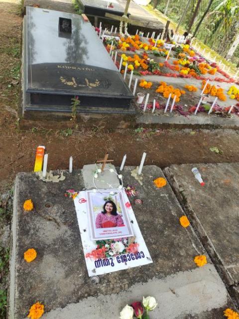 A mass graveyard holds some Catholics who were killed in the July landslides in Wayanad, Kerala, India. 