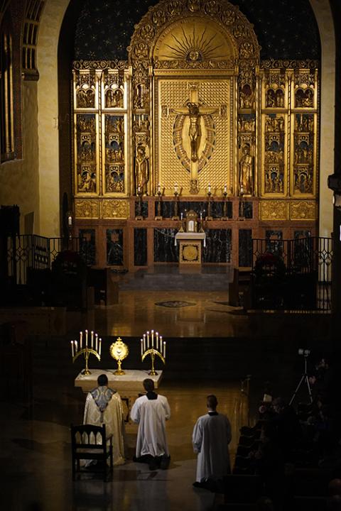 The Rockville Centre Diocese's vocations office sponsored a "Holy Hour for Vocations" prayer service pictured at Immaculate Conception Seminary on Jan. 6, 2023, in Huntington, New York. About 600 sex abuse survivors will receive about $323 million from the diocese starting in 2025. (OSV News/Gregory A. Shemitz)