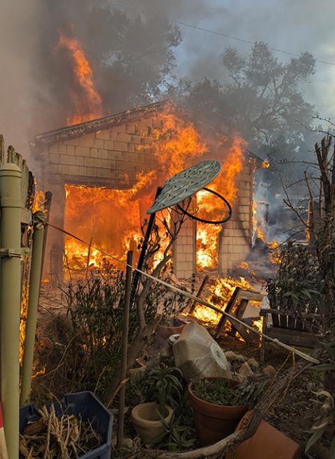 The Normans and others battled fires for ten hours on Jan. 8 in their neighborhood in Altadena, California. (Nick Norman)