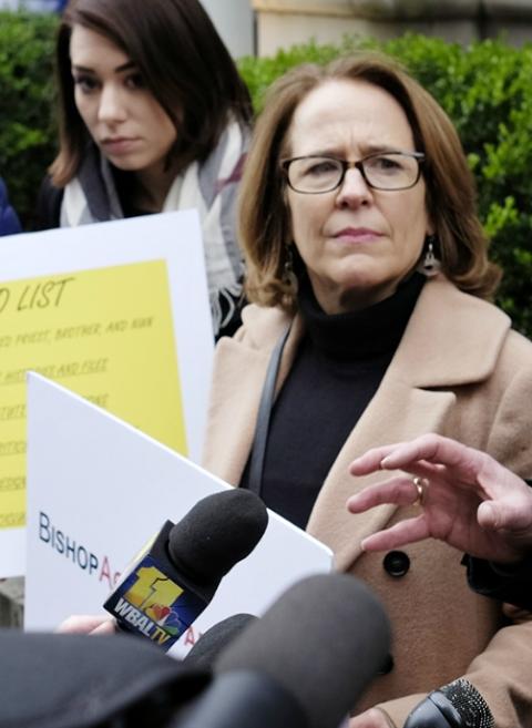 Anne Barrett Doyle joins protesters in Baltimore Nov. 12, 2018, outside a meeting of the U.S. Conference of Catholic Bishops. (CNS/Tennessee Register/Rick Musacchio)