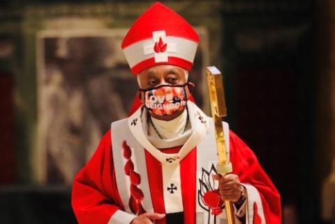 Washington Archbishop Wilton Gregory processes to the altar during the 68th annual Red Mass sponsored by the John Carroll Society at the Cathedral of St. Matthew the Apostle in Washington Oct. 4. (CNS photo/Catholic Standard/Andrew Biraj)