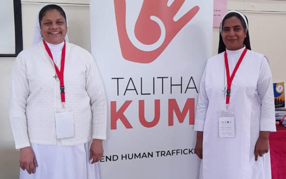 Sisters of Charity of Jesus and Mary Sr. Rupika Perera is pictured with the Apostolic Carmel Sr. Dayalini Maria, coordinator of the Talitha Kum network in Sri Lanka. Congregations in Sri Lanka have come together to address human trafficking. (Courtesy of Sr. Rupika Perera)