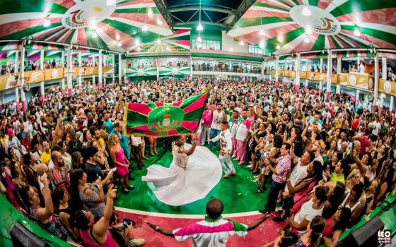 Dancers rehearse at Estação Primeira de Mangueira, one of Brazil's most traditional samba schools, in Rio de Janeiro. The school announced that the theme of its 2020 performance will be the story of Jesus taken to a Rio de Janeiro slum. (CNS)