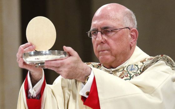 Archbishop Joseph Naumann of Kansas City, Kansas, chairman of the U.S. bishops' Committee on Pro-Life Activities, celebrates Mass Jan. 17, 2019, at the Basilica of the National Shrine of the Immaculate Conception in Washington. (CNS/Gregory A. Shemitz)