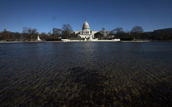 A reflecting pool is seen near the U.S. Capitol Jan. 9 in Washington. (CNS/Tyler Orsburn)