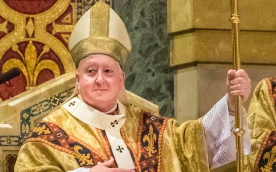 Archbishop Mitchell Rozanski of St. Louis is seen during his installation Mass Aug. 25, 2020, at the Cathedral Basilica of St. Louis. (CNS/St. Louis Review/Lisa Johnston)