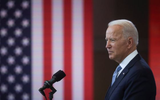 President Joe Biden delivers a speech July 13 in Philadelphia. (CNS)