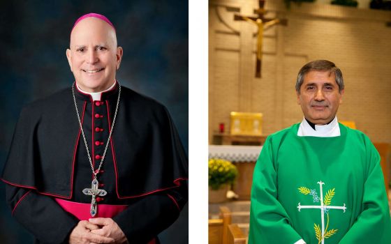 Pictured clockwise, from top left, are Archbishop Samuel J. Aquila of Denver, Auxiliary Bishop Jorge Rodriguez of Denver, Bishop Stephen J. Berg of Pueblo, Colo., and Bishop James R. Golka of Colorado Springs, Colo. In an Aug. 6, 2021, letter about vaccin