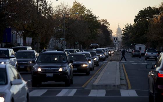 Commuters drive to work and to polling stations in Washington Nov. 8, 2016. (CNS photo/Tyler Orsburn)