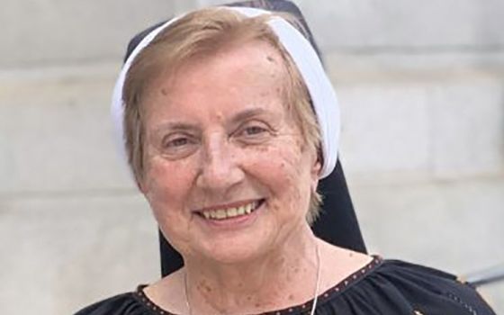 Sister Ann Laszok, a Sister of St. Basil the Great in Jenkintown, Pa., is seen during an Aug. 24, 2022, celebration of Ukraine's Independence Day, held at Philadelphia’s City Hall