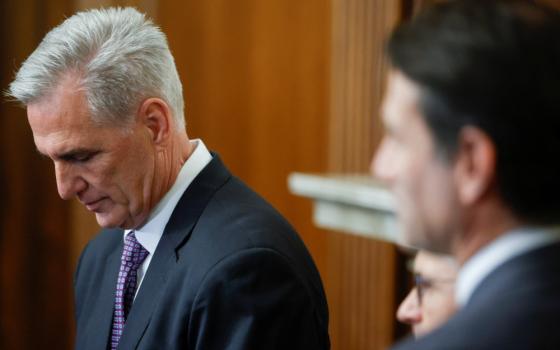 U.S. House Speaker Kevin McCarthy (R-CA) pauses during a press conference at the U.S. Capitol in Washington May 31, 2023, after the House approved the debt ceiling deal he negotiated with the White House to end their standoff and avoid a historic default. (OSV News photo/Jonathan Ernst, Reuters)