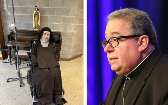 Reverend Mother Teresa Agnes of Jesus Crucified Gerlach (left), a longtime member of the Order of Discalced Carmelites, and Bishop Michael Olson of Fort Worth, Texas (OSV News/Courtesy of Matthew Bobo/Bob Roller)