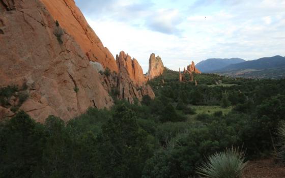 Late evening sun illuminates rock formations at the Garden of the Gods in Colorado Springs, Colo., July 23, 2020. (OSV News photo/Bob Roller)