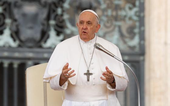 Pope Francis begins his weekly general audience in St. Peter's Square at the Vatican Oct. 18. (CNS/Lola Gomez)