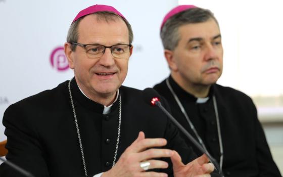  Archbishop Tadeusz Wojda of Gdansk, Poland, speaks during a news conference in Warsaw after being elected the new president of the Polish bishops' conference March 14.