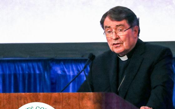 Cardinal Christophe Pierre, the Vatican nuncio to the United States, speaks June 13 at the U.S. Conference of Catholic Bishops' spring plenary assembly in Louisville, Kentucky. (OSV News/Bob Roller)