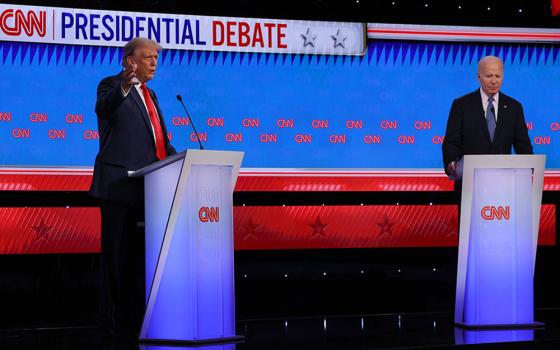 Former President Donald Trump and President Joe Biden participate in their first U.S. presidential campaign debate in Atlanta June 27, 2024. (OSV News/Reuters/Brian Snyder)