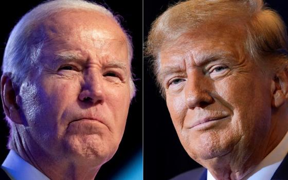 This image shows President Joe Biden, left, Jan. 5, 2024, and Republican presidential candidate former President Donald Trump, right, Jan. 19, 2024. 