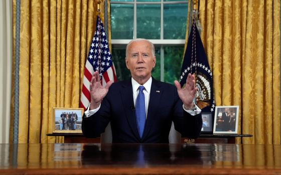 U.S. President Joe Biden addresses the nation from the Oval Office of the White House, July 24 in Washington, about his decision to drop his Democratic presidential reelection bid. (OSV News/Reuters/Evan Vucci)