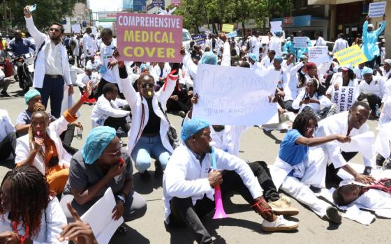 Kenyan doctors protest.