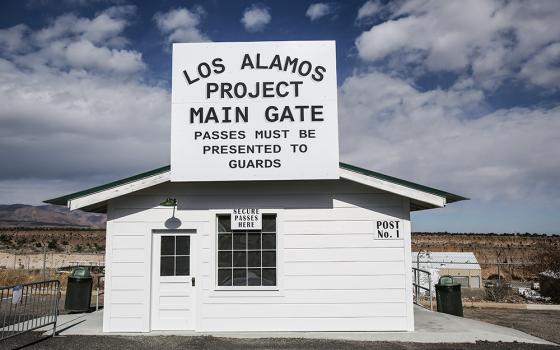 A building that recreates the historical security gate for Manhattan Project workers is seen on the grounds of Los Alamos Project Main Gate Park in New Mexico in 2020. During World War II, the Manhattan Project created the world's first atomic bomb. (CNS/Bob Roller)