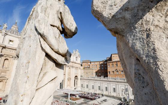 Pope Francis celebrates the opening Mass of the assembly of the Synod of Bishops in St. Peter’s Square at the Vatican Oct. 4, 2023. (CNS photo/Lola Gomez)