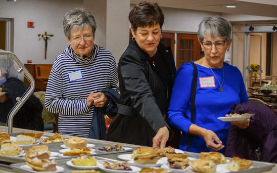 Guests at the Springfield Sisters’ Armchair Tour, held during National Vocation Awareness Week on Nov. 7, 2024, enjoyed pie and listened to stories. The event, hosted by the Ursuline Sisters of the Roman Union, the Hospital Sisters of St. Francis, and the Dominican Sisters of Springfield, Illinois, highlighted the vibrant future of Catholic sisters, built on warm connections, their witness and their response to the Gospel. (Courtesy of Beth Murphy)