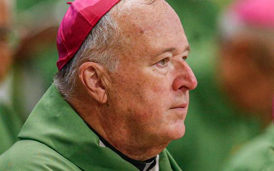 Then-Bishop Robert McElroy of San Diego attends the opening Mass of the Synod of Bishops for the Amazon celebrated by Pope Francis in St. Peter's Basilica at the Vatican Oct. 6, 2019. (CNS/Paul Haring)