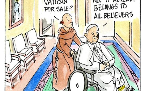 Francis, the comic strip: Brother Leo asks Francis about the treasures that can be found at the Vatican.