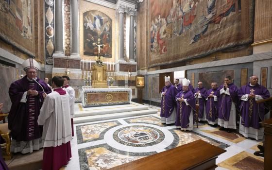 CARDINAL PAROLIN AND DIPLOMATS MASS FOR POPE FRANCIS Cardinal Pietro Parolin, Vatican secretary of state, celebrates a Mass to pray for Pope Francis with ambassadors accredited to the Holy See in the Pauline Chapel of the Apostolic Palace at the Vatican March 14, 2025. Bishops and priests working in the Secretariat of State concelebrated. (CNS photo/Vatican Media)