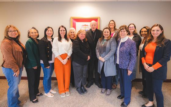 Members of the Women's Advisory Committee pose with Cardinal Robert McElroy, formerly of the San Diego Diocese. The committee conducted a survey of parishes, pastors and women in leadership within the diocese. (Leonardo Enrique Fonseca)