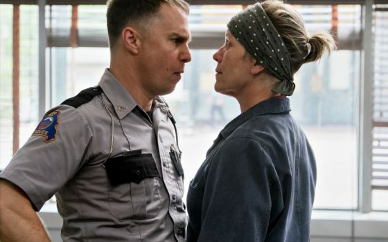 Sam Rockwell and Frances McDormand in the film "Three Billboards Outside Ebbing, Missouri" (Fox Searchlight/Merrick Morton)