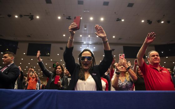 Supporters of President Donald Trump pray during an "Evangelicals for Trump Coalition Launch" at King Jesus International Ministry on Jan. 3 in Miami, Florida. (AP/ Evan Vucci)