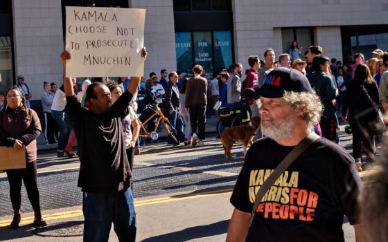 Supporters and protesters are seen at Sen. Kamala Harris' campaign launch rally for the 2020 presidential election Jan. 27 in Oakland, California. (Wikimedia Commons/Bastian Greshake Tzovaras)