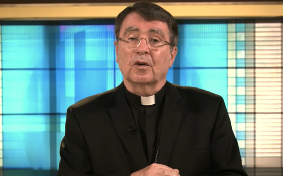 Archbishop Christophe Pierre, apostolic nuncio to the United States, speaks during U.S. Conference of Catholic Bishops' fall virtual meeting, held Nov. 16. (NCR screenshot)