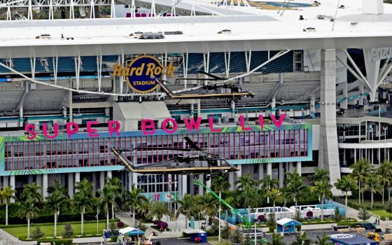 The Hard Rock Stadium in advance of Super Bowl LIV in Miami Gardens, Florida, Jan. 27 (Wikimedia Commons/CBP Photography/Jaime Rodriguez Sr.)