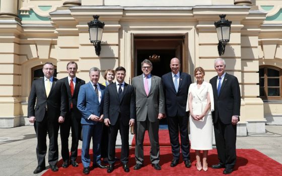 The inauguration of Ukrainian President Volodymyr Zelensky in May, with the American delegation (U.S. Government/Rick Perry)