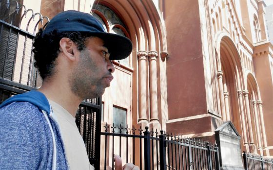 Activist Felix Cepeda is seen outside Our Lady of the Scapular/St. Stephen in the New York Archdiocese (Mercedes Gallese)