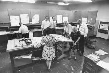 Staff at work in the early years of the National Catholic Reporter (NCR file photo)