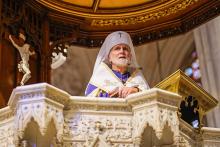 Metropolitan Archbishop Borys Gudziak of the Ukrainian Catholic Archeparchy of Philadelphia speaks at St. Patrick's Cathedral in New York City Nov. 23, 2024. (OSV News/Gregory A. Shemitz)